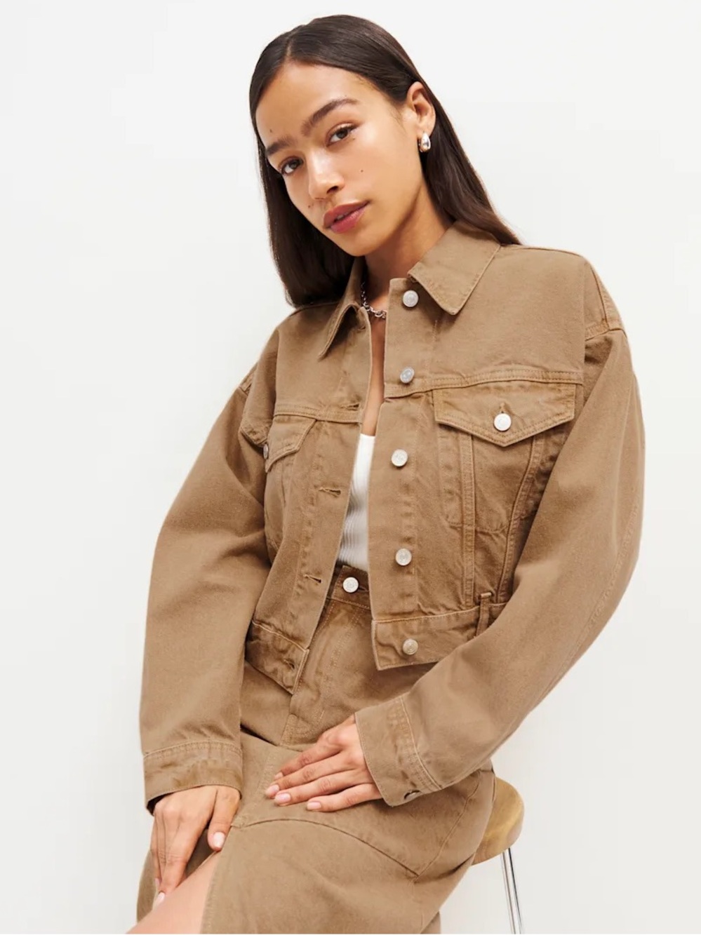 Reformation Jori Cropped Denim Jacket S